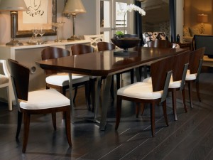 an elegant dining table with matching chairs