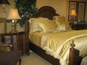 bed with nightstand