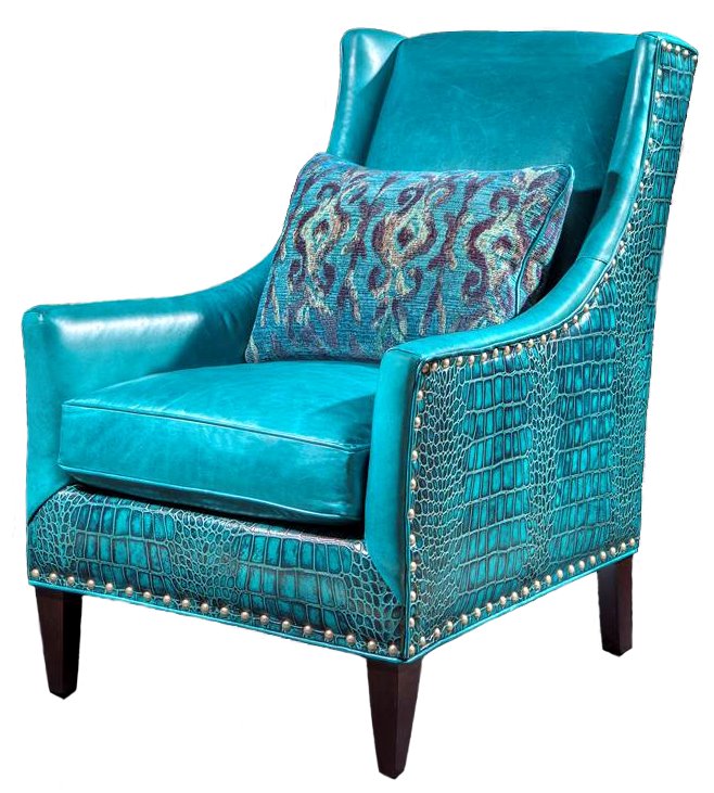 blue leather chair