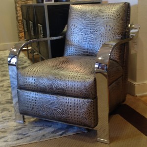 grey snakeskin upholstered chair
